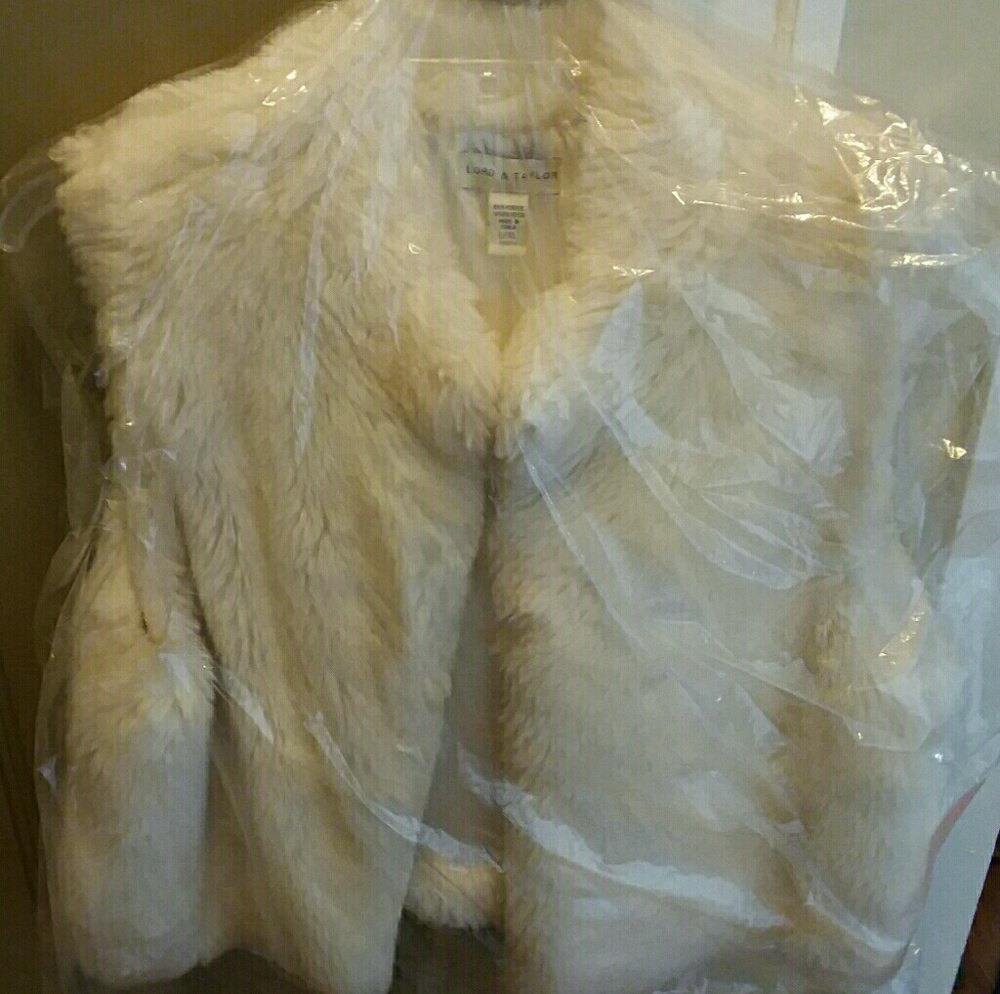 Holiday party Glam Lord and Taylor faux fur jacket