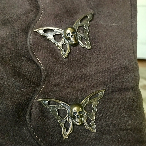 Demonia Butterfly Skull Button Boots 