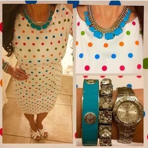 Shabby Apple a-line dress polka dot dress!!💗💚💙