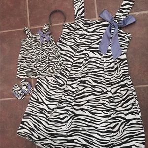 American Girl Matching Zebra Dress 8 Set