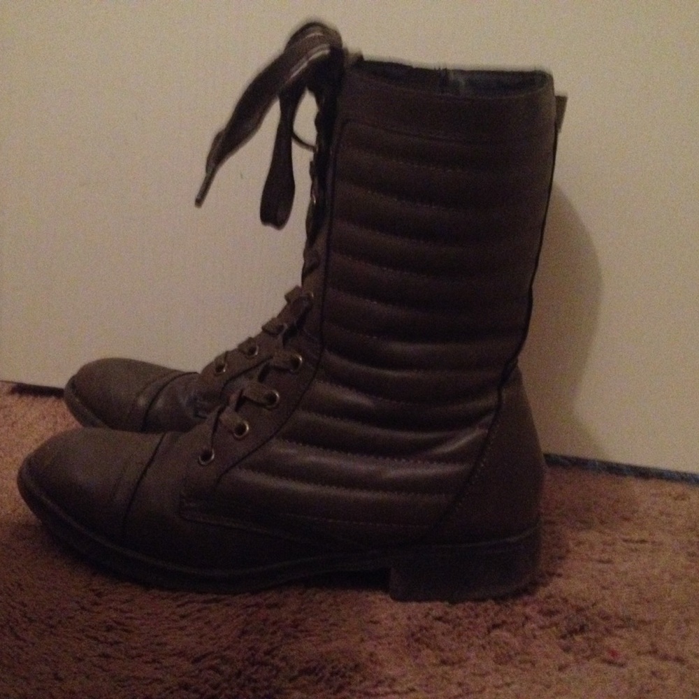 Brown/Grey Combat Boots Womens