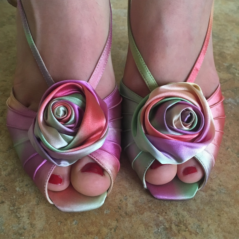 Nina Multi Color Rose Heels