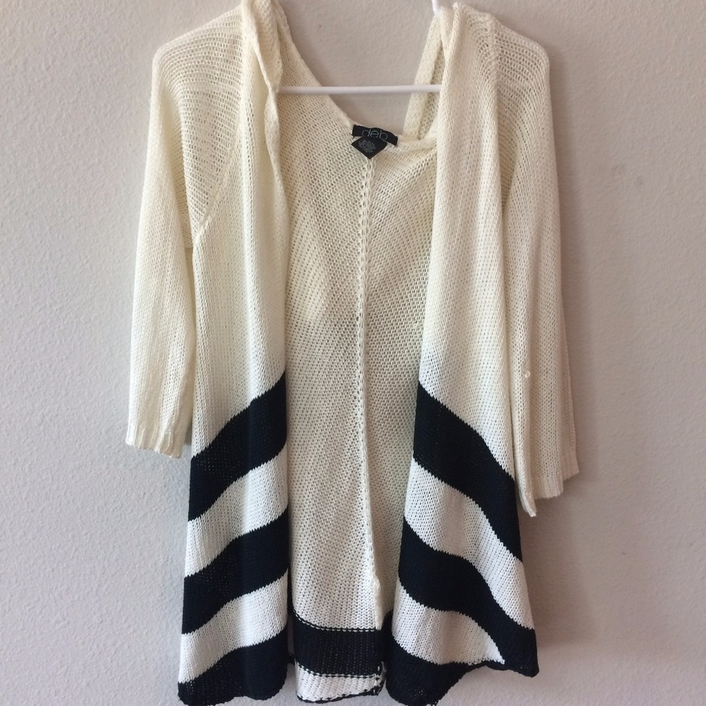 Black and White Cable-knit Cardigan