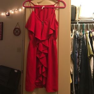 Red zip up dress