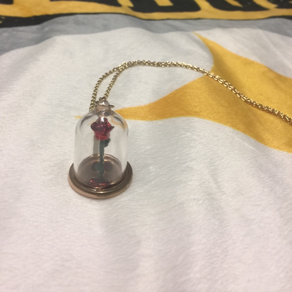 Beauty and the Beast rose necklace