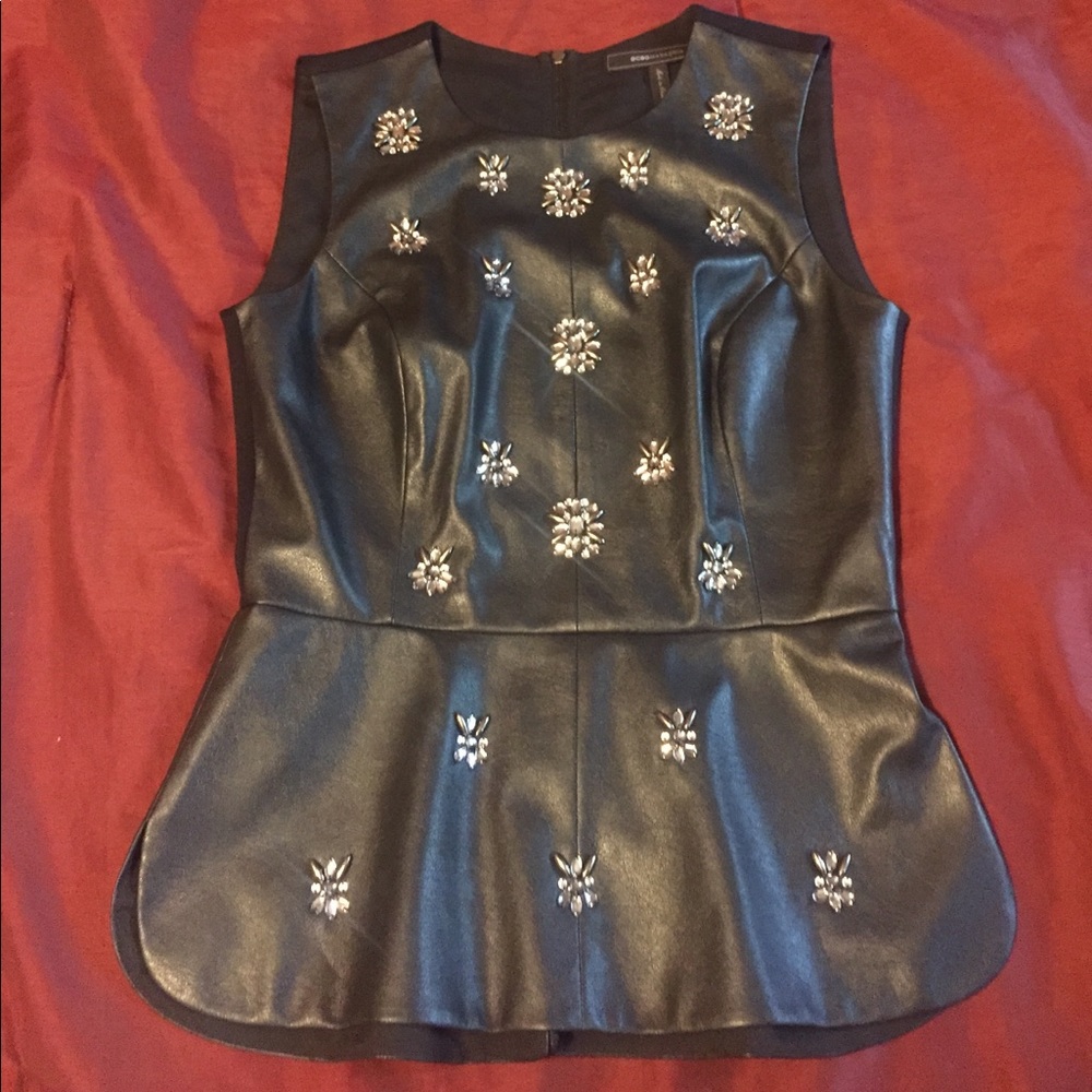 BCBGMAXAZRIA embellished peplum top