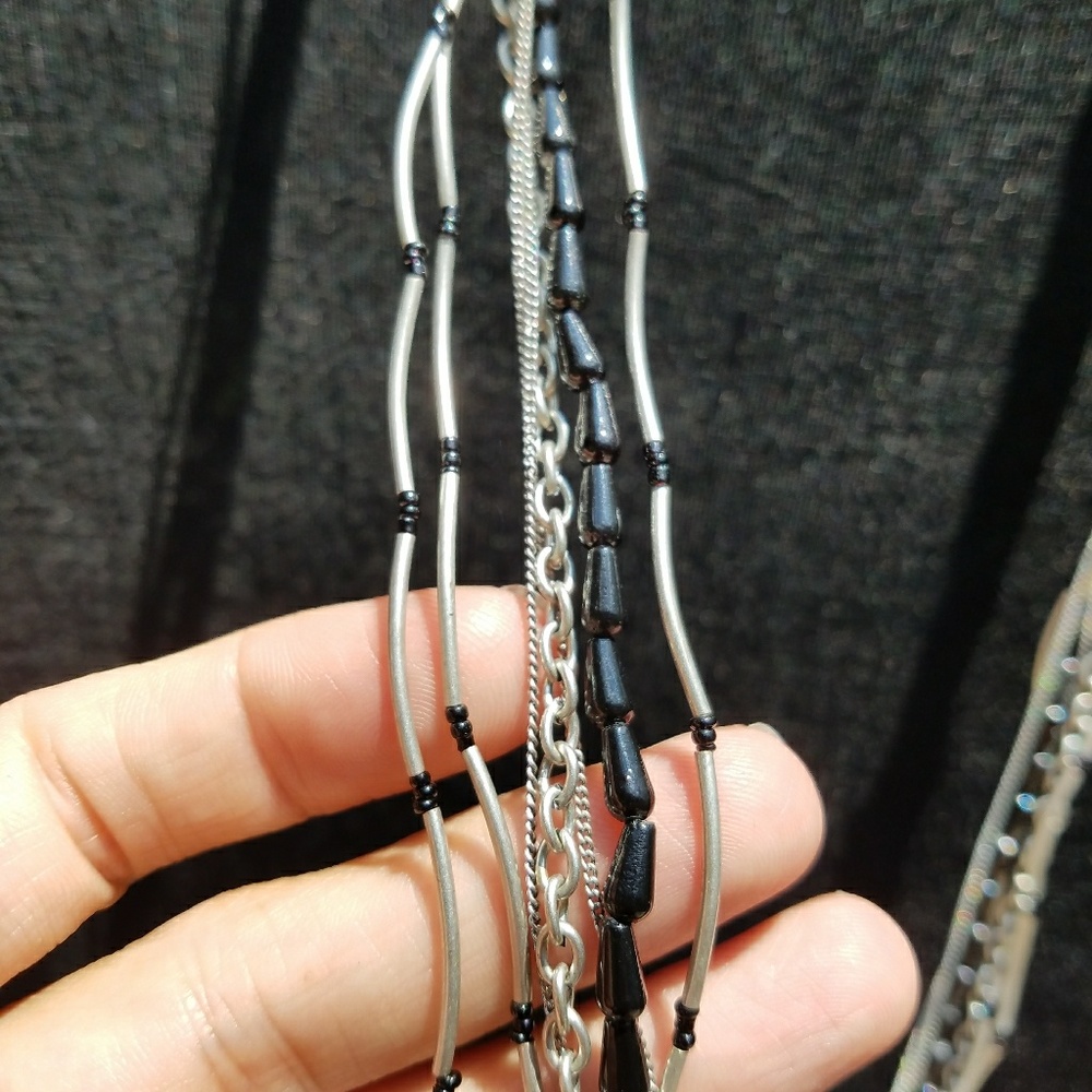 Beaded/chain clustered necklace