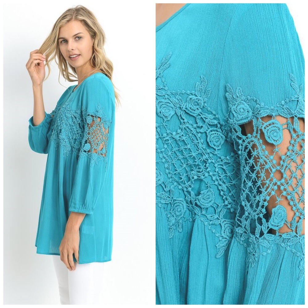 LAST 1 🎉Stunning Turquoise crochet detail top - Picture 4 of 4