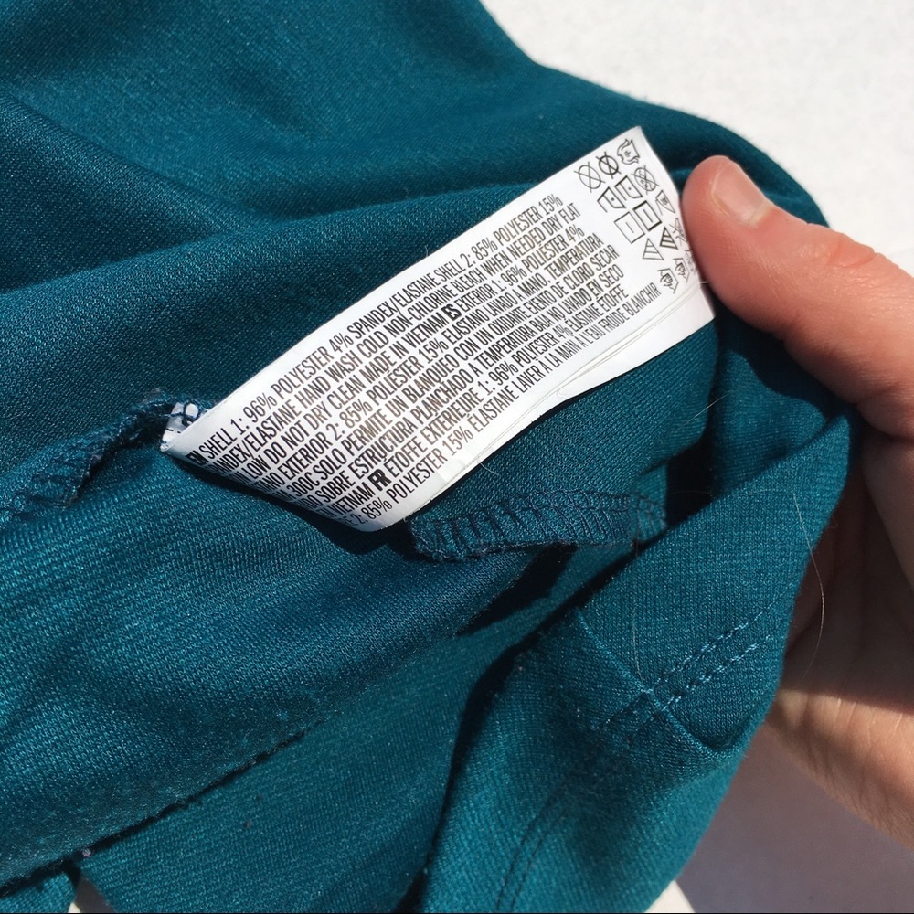 F21 teal, black skater dress, mesh sweetheart neck - Picture 4 of 8