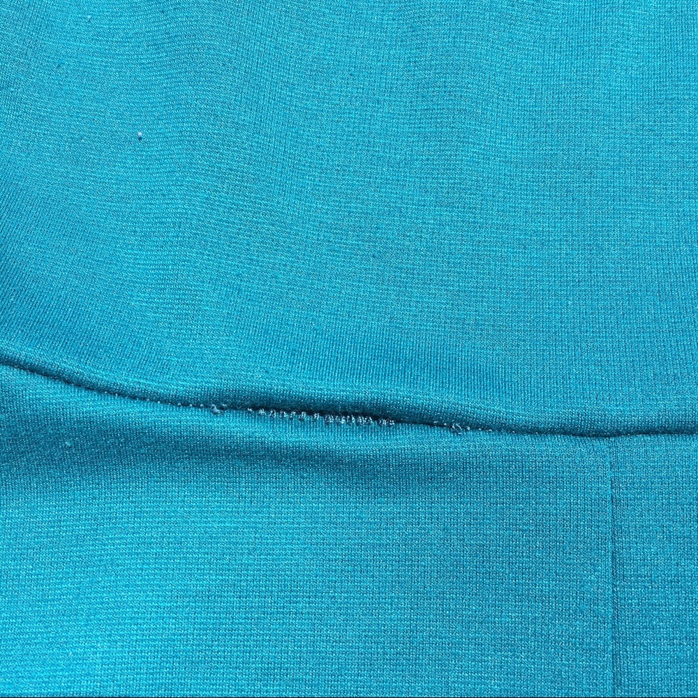 F21 teal, black skater dress, mesh sweetheart neck - Picture 6 of 8