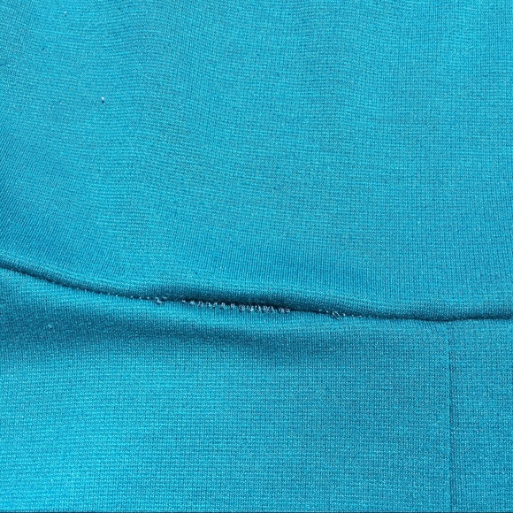 F21 teal, black skater dress, mesh sweetheart neck - Picture 6 of 8