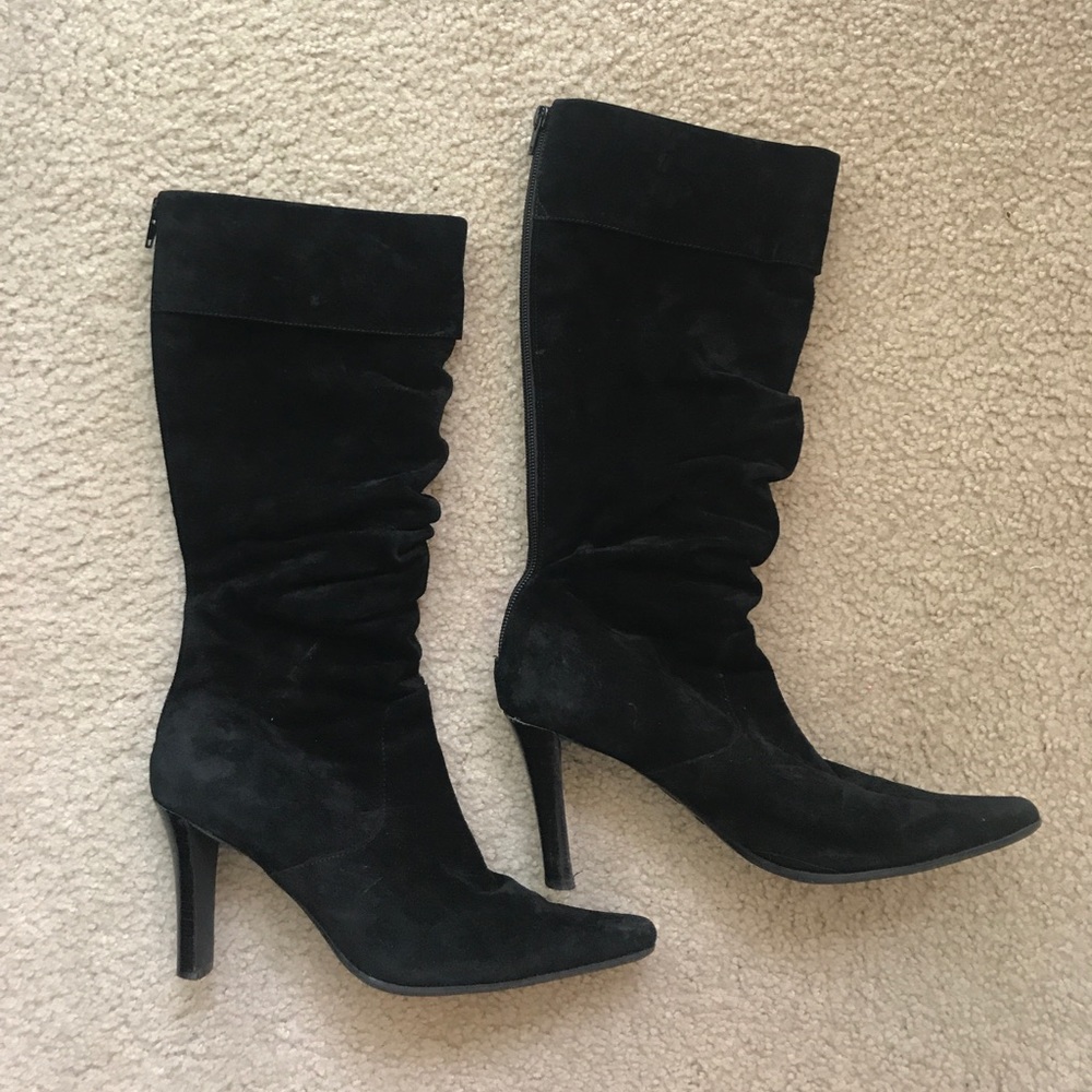 Black Suede Mid-Calf Boots