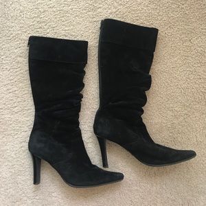 Black Suede Mid-Calf Boots