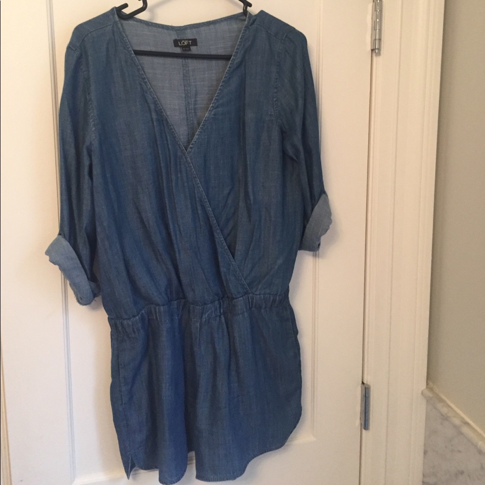 Loft denim long-sleeved romper