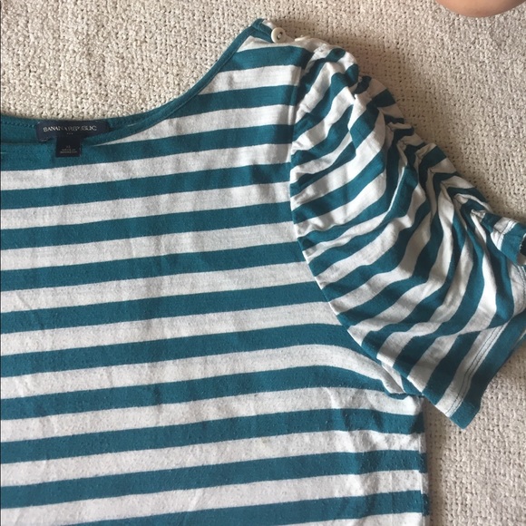 Banana Republic Striped Ruffle Sleeve Top - Picture 2 of 3