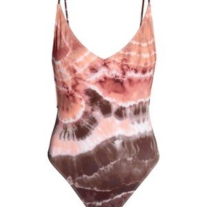 Tie Dye Plunge Back Bathing Suit