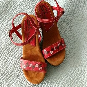 Red Leather wedges