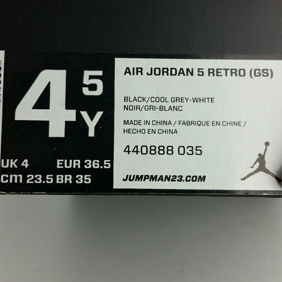 AIR JORDAN 5 RETRO OREO WOMEN/YOUTH SHOES - Picture 6 of 6