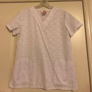 NWOT White Cross scrub top