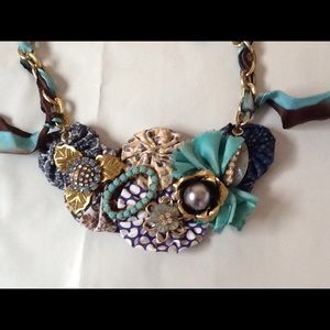 Lenora dame Fabric & bead bid Necklace