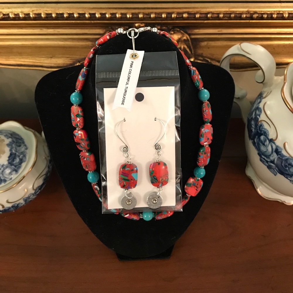 Pink Turkey Turquoise necklace and Bracelet