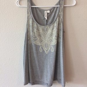 Altar'd State Gray Tank with Gold Embellishment