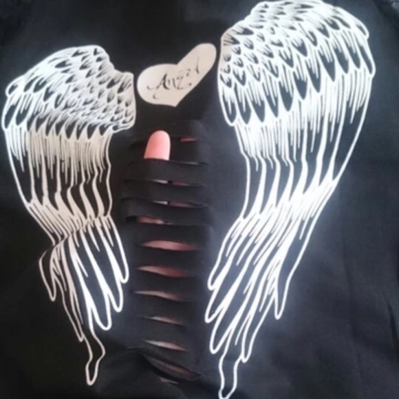 Angel Wings and Lace Sexy T White Shirt+ FREE GIFT - Picture 6 of 8