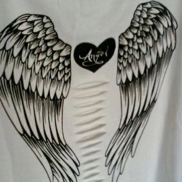 Angel Wings and Lace Sexy T White Shirt+ FREE GIFT - Picture 4 of 8
