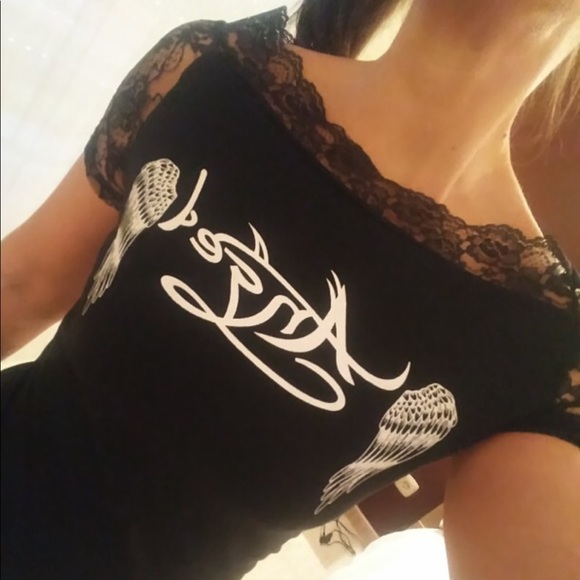 Angel Wings and Lace Sexy T White Shirt+ FREE GIFT - Picture 8 of 8
