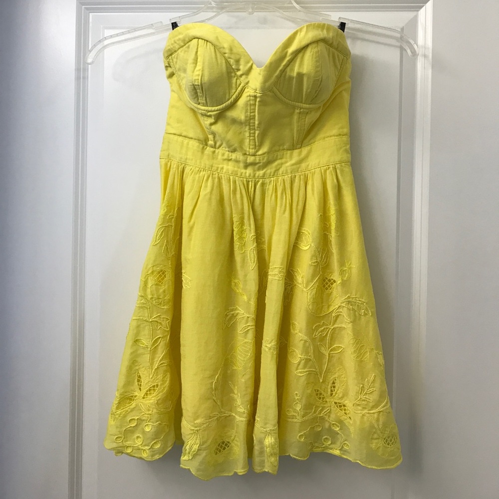 Bebe Strapless Yellow Sundress