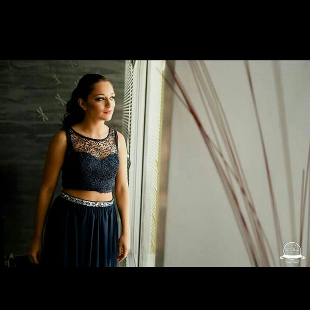 Beautiful Navy Blue Two-Piece Dress