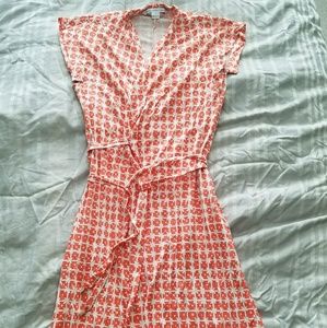 Diane von Furstenberg tangerine+white wrap dress