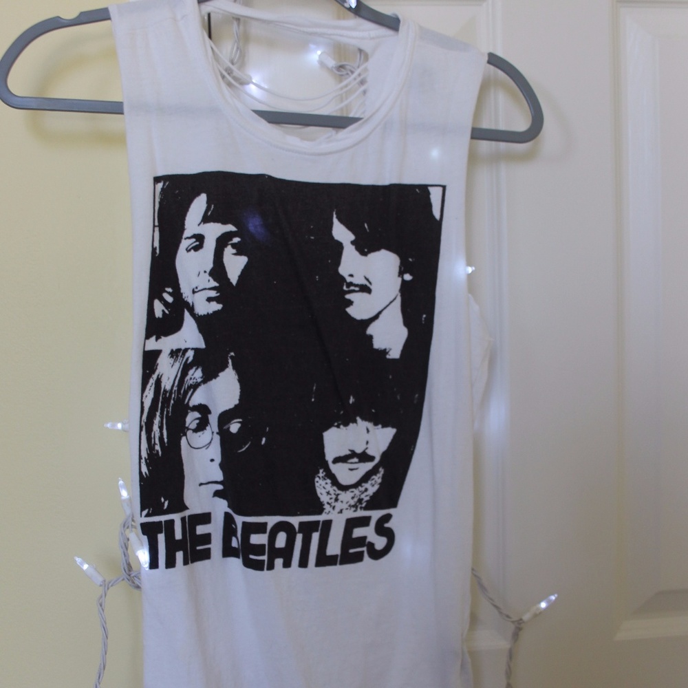 The Beatles Sleeveless Black and White T-Shirt