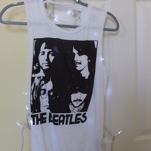 The Beatles Sleeveless Black and White T-Shirt