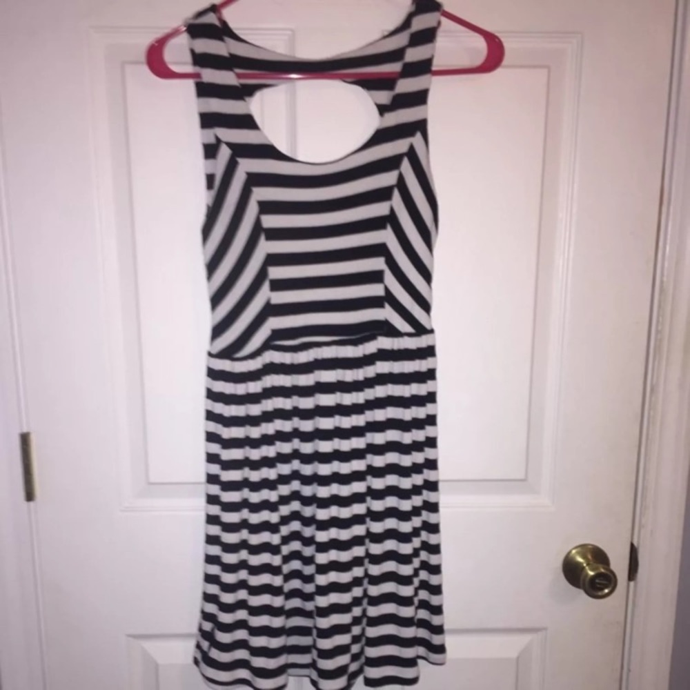 black & white striped dress