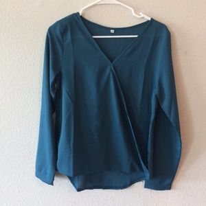 Sheer Blue Long Sleeved Blouse