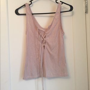 Urban outfitters very light pink front tie tank