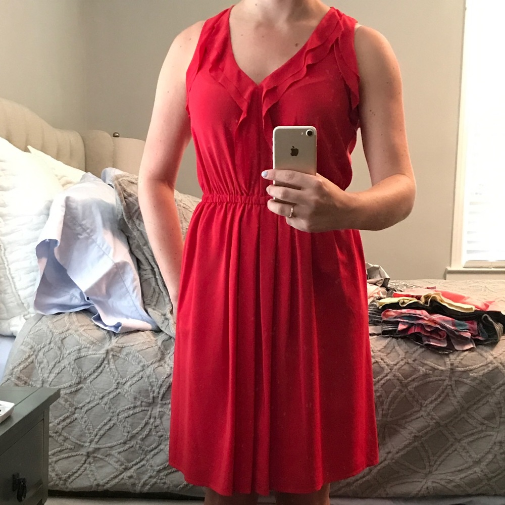 Ann Taylor Loft Red Silk Dress
