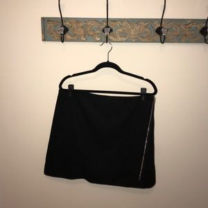 Black Wool Wrap skirt with zipper