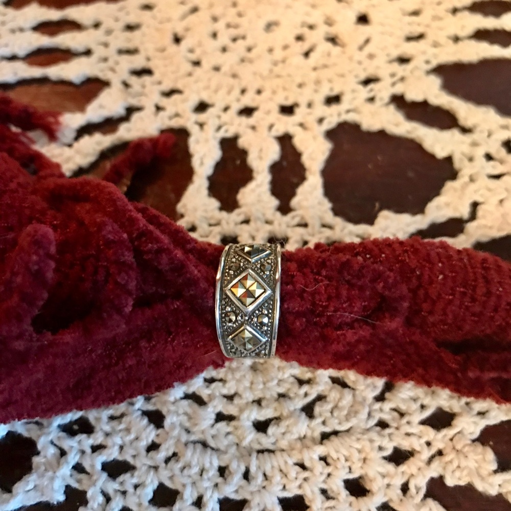 Marcasite and silver ring.