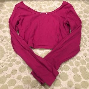 Pink Long Sleeve Crop Top