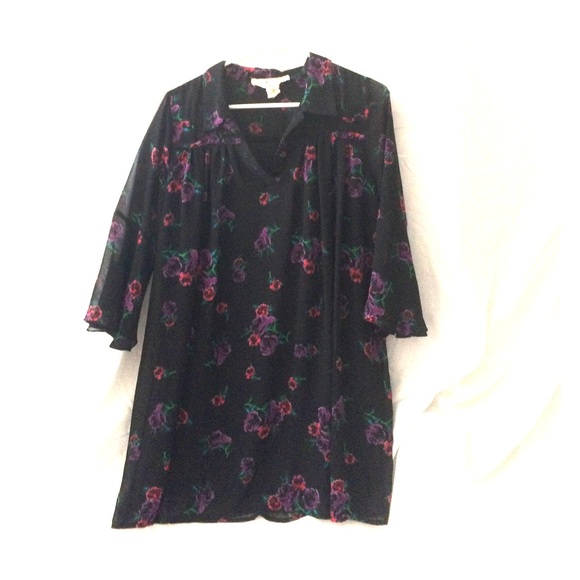 Black, patterned mini dress - Picture 1 of 4
