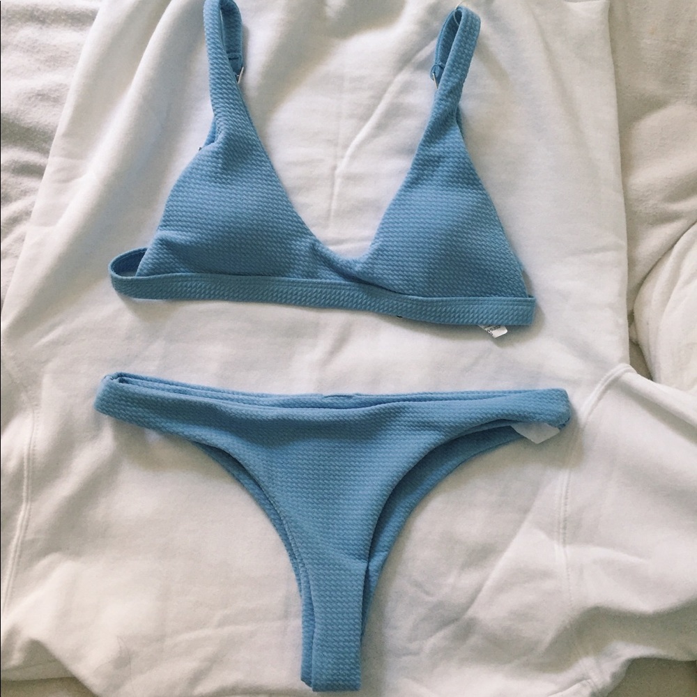 Light Blue Knit Bikini Set