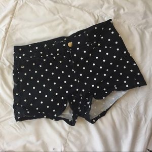 Black Polka Dot Jean Shorts
