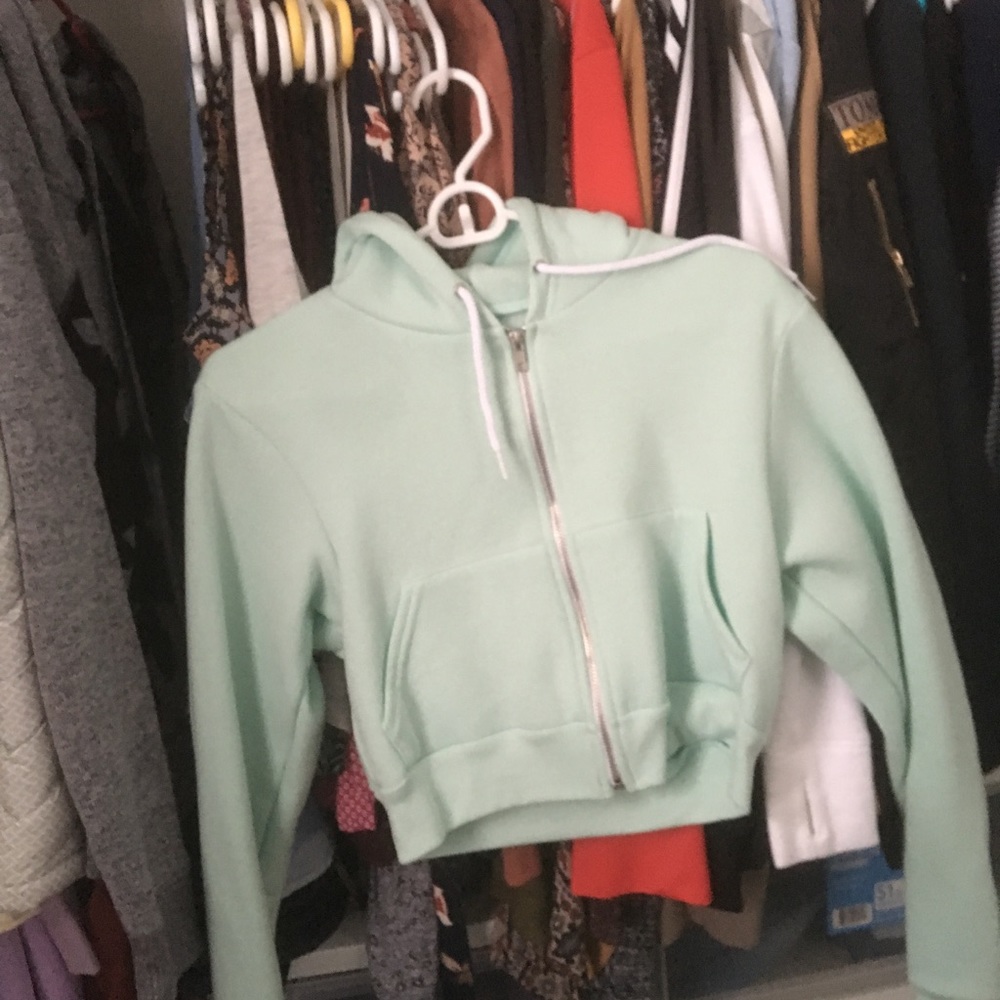 mint green crop top sweater