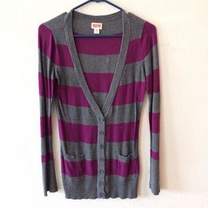 Mossimo Oversized Gray and Maroon Cardigan