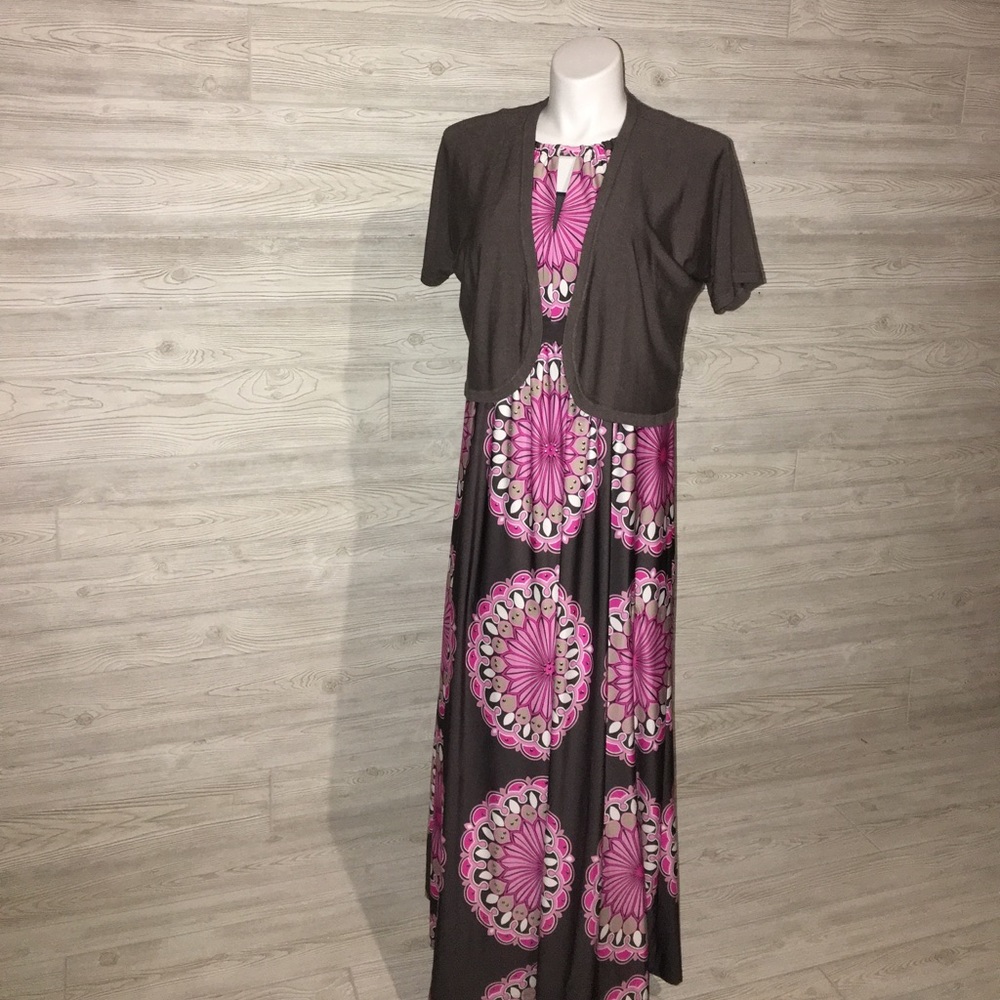 Maxi dress sz 1X, shrug sz 0X both made by INC.