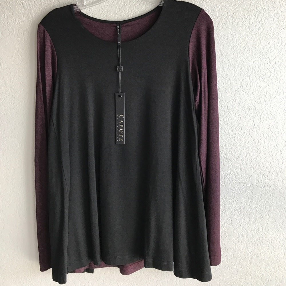 Black and burgundy two tone top from capote