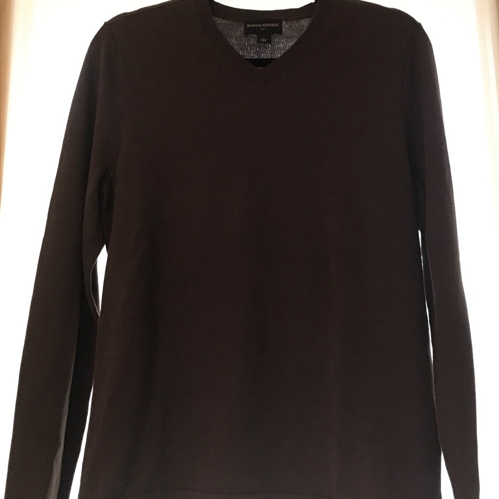 BANANA REPUBLIC Men's Brown Cotton Crew Sweater- S