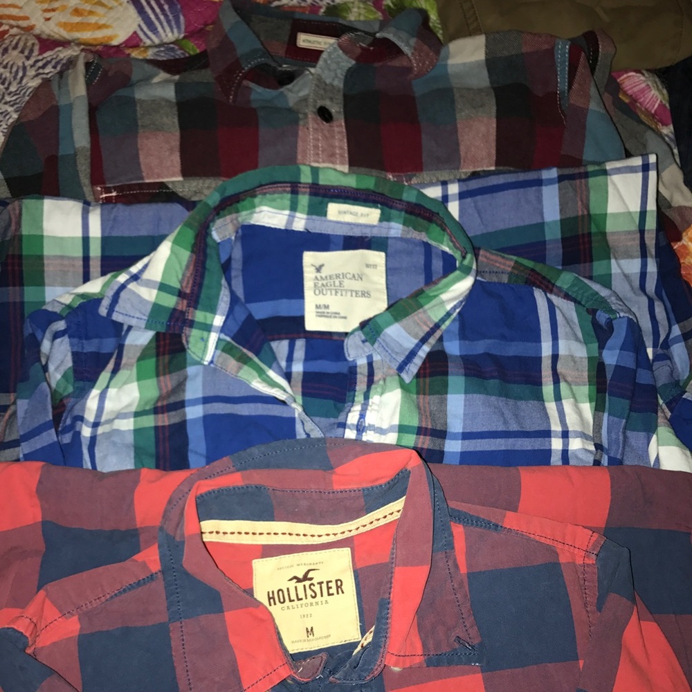 3 long sleeve plaid shirts